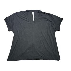 Lululemon Womens Heathered Black Side Tie V-Neck Logo Tee Shirt 8